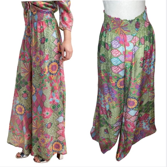 Gigio Palazzo Pants Sheer Wide Leg Beach Elastic Waist Size Medium - Picture 1 of 11